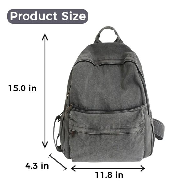 Lightweight Travel Denim Backpack Vintage Y2K Daypack Adjustable Shoulder Bags - Picture 7 of 7